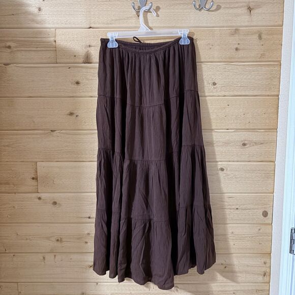 Aerie Beach Club Tiered Maxi Skirt in Dark Maple NWT - Picture 4 of 5
